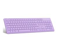 LeadsaiL Clavier sans fil QWERTY espagnol, pleine taille, ergonomique, avec raccourcis multimédia, compatible Windows Mac PC Ordinateur Portable - Violet