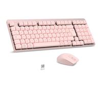 LeadsaiL Clavier Souris Mécanique sans Fil, FA98 Low Profile Ensemble Clavier et Souris avec Interrupteur Rouge, Français AZERTY, Connexion 2.4Ghz, 98 Touches for Windows MacOS Computer PC-Rose