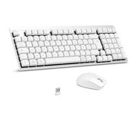 LeadsaiL Clavier Souris Mécanique sans Fil, FA98 Low Profile Ensemble Clavier et Souris avec Interrupteur Rouge, Français AZERTY, Connexion 2.4Ghz, 98 Touches for Windows MacOS Computer PC-Argent