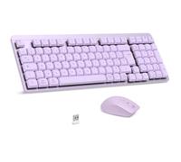 LeadsaiL Clavier Souris Mécanique sans Fil, FA98 Low Profile Ensemble Clavier et Souris avec Interrupteur Rouge, Français AZERTY, Connexion 2.4Ghz, 98 Touches for Windows MacOS Computer PC-Pourpre