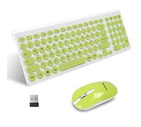 LeadsaiL Clavier souris sans fil, souris et clavier ergonomiques, clavier et souris sans fil, disposition QWERTZ, touches silencieuses et touches de souris, macOS PC, ordinateur portable vert