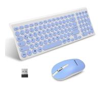LeadsaiL Clavier souris sans fil, souris et clavier ergonomiques, clavier et souris sans fil, disposition QWERTZ, touches silencieuses et touches de souris, macOS PC, ordinateur portable bleu
