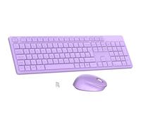 LeadsaiL Ensemble Clavier et Souris sans Fil, Clavier d'ordinateur et Souris USB 2,4 GHz, Disposition QWERTY Britannique Pleine Grandeur, Design Ergonomique avec 12 raccourcis multimédia pour