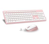 LeadsaiL Ensemble Clavier et Souris sans Fil, Clavier d'ordinateur et Souris USB 2,4 GHz, Toucher Doux, Disposition QWERTY Britannique Pleine Taille avec 12 raccourcis multimédia pour Ordinateur