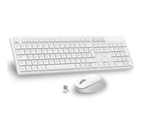 LeadsaiL Ensemble Clavier et Souris sans Fil, Ultra Mince and Silencieux Clavier AZERTY Français Pleine Taille 2.4G avec Récepteur USB pour PC, Ordinateur Portable, Windows, Mac -Blanc