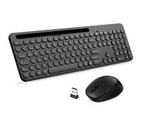 LeadsaiL Ensemble Clavier Souris sans Fil, Souris et Clavier ergonomiques, Clavier et Souris sans Fil de Taille Standard, Disposition QWERTZ Allemande, Bouton de clic Silencieux, 12 Touches FN pour