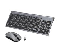 LeadsaiL Ensemble de Clavier et Souris sans Fil, Souris USB sans Fil et Ensemble de Clavier d'ordinateur Compact et Silencieux pour Ordinateurs Portables, Bureaux et PC Windows