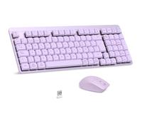 LeadsaiL FA98 Clavier mécanique à profil bas, Pack clavier et souris sans fil avec commutateur rouge, connexion linéaire, touches QWERTY espagnoles QWERTY avec pavé numérique pour Windows, Mac