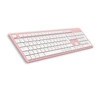 LeadsaiL K786 Clavier sans Fil QWERTZ Allemand - 2,4 GHz USB, Touches multimédia, Silencieux, pour PC, Ordinateur Portable, Windows, Rose et Blanc