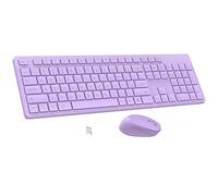 LeadsaiL Purple Wireless Keyboard and Mouse Combo, Full-Sized Ergonomic Computer Keyboard, 2.4GHz USB Cordless Keyboard Silent Mouse Set, 12 FN Shortcuts for Windows MacOS Laptop Computer