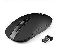 LeadsaiL Souris sans Fil Rechargeable, Mini Souris Optique sans Silence Click, 2.4G Souris Ordinateur, Souris Portable avec Récepteur Nano, 2400 DPI 5 Niveaux Réglable, Câble USB