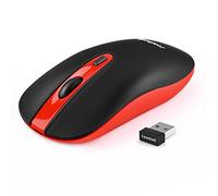 LeadsaiL Souris sans Fil Rechargeable, Mini Souris Optique sans Silence Click, 2.4G Souris Ordinateur, Souris Portable avec Récepteur Nano, 2400 DPI 5 Niveaux Réglable, Câble USB