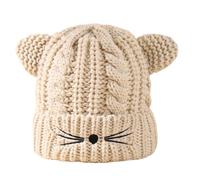 LEADSDGE Bonnets d'hiver tricotés avec oreilles de chaton pour Halloween, cosplay, accessoires photo, chapeau tricoté pour garçons et filles, chapeaux tricotés avec oreilles de dessin animé pour