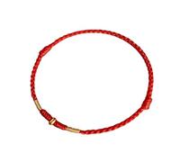LEADSDGE Bracelet réglable avec perles dorées et cordon rouge pour l'amitié, bracelet tissé à la main, accessoire de Nouvel An
