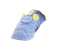 LEADSDGE Combinaison mignonne à rayures pour chien avec poche pour petits chiens, salopette bleue printanière avec grande poche, combinaisons pour chiens