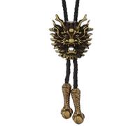 LEADSDGE Cravate Lariat tressée avec gravure Loong Charm Cravate Collier Country Lariat Cravate Accessoires Western Cravates pour homme, bronze, taille unique