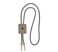 LEADSDGE Cravate vintage western Lariat Floral Cravate Punk Accessoire de costume Western Bolo Fournitures, Pierre noire dorée, taille unique