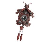 LEADSDGE Horloge murale à suspendre Style rétro européen Tête de cerf Sculpture Horloge murale avec mouvement silencieux Accessoires d'intérieur