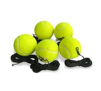 LEADSDGE Lot de 5 balles d'entraînement de tennis avec corde, balles d'entraînement rebondissantes pour entraînement intérieur et extérieur avec corde