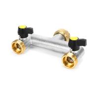 LEADSDGE Répartiteur de robinet de jardin en laiton de 1,9 cm, connecteur de tuyau 2 voies avec adaptateur de valves pour robinet de maison, robinet en laiton, vannes individuelles, maison, jardin