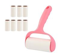 LEADSDGE Rouleau anti-peluches avec 8 rouleaux de papier adhésif pour enlever les poils d'animaux domestiques - Brosse adhésive déchirable pour enlever les poils d'animaux