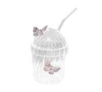 LEADSDGE Tasse en verre robuste à large ouverture avec texture verticale, passe au lave-vaisselle, tasse en borosilicate facile