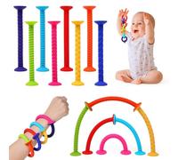 LEADSTAR 8 PCS Fidget Toys Pierre Sensorielle, Fidget Toys Sensory Ventouse en Silicone, Jouets Apaisants pour Enfants Pierres Le bracelet Colorées et Texturées pour Enfants Adultes,Jouets Anti-Stress