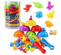 LEADSTAR Jeux Montessori 3 4 5 Ans,Dinosaure Jouet pour Comptage et Tri Jeu Educatif Motricité Fine Apprendre Les Couleurs Compter Jouet Enfant Cadeau Garcon Fille 3-5 Ans