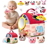 LEADSTAR Jouet Bebe 6-12 Mois,Jouet Sensoriels Boite Mouchoir Bebe avec 7 Animaux Fermiers e 3 Mouchoir Froissé,Jeux Montessori Jouets d'activité et de Développement,Cadeau Enfant 1 2 3 Ans