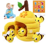 LEADSTAR Jouet Bebe 6 Mois, Jeux Montessori Eveil Bebe 6-12 Mois, Ruche en Peluche avec 5 Abeilles Miroirs, Jouet Sensoriel Educatif Jeu Bébé Cadeau pour Fille Garcon Fille Enfant 1-3 Ans