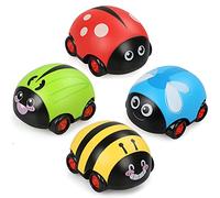 LEADSTAR Jouet Voiture Enfant Bebe 1 2 3 Ans, 4 Pieces Lot Petit Véhicules Friction Camion à Tirer, Jouet Voiture Bebe 1 an, Enfants 1 2 3 Ans Cadeau Bebe Garcon Filles, Jeux Exterieur Enfant&Bébé