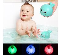 LEADSTAR Jouets de Bain Bébé, Baleine Jeux Bain Induction Jouets Bebe de Pulvérisation rigolos Jet d'eau Jeux Baignoire Bain avec Lumière pour Tout-Petits Enfant Garçons Filles 6 9 12 Mois