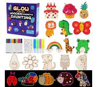 LEADSTAR Kit de bricolage pour enfants - 36 pièces - En bois - Pour peindre et bricoler - Idées de bricolage - Pour anniversaire d'enfant - Jouets créatifs - Cadeaux de Pâques - Garçons et filles - 3