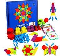 LEADSTAR Puzzle en Bois Tangram, Jouets Montessori éducatifs Classiques,155 pièces de Forme Géométrique et 24 Cartes de Conception, Cadeaux pour Les Petits Garçons Filles Enfant de 3 4 5 6 7 Ans