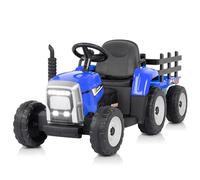 LEADZM 12V Tracteur Électrique pour Enfants avec Remorque Amovible, Véhicule Électrique Enfant avec Lumière LED, Musique et Klaxon, Télécommande 2,4 GHz Bleu