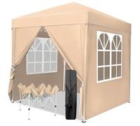 LEADZM 2x2m Tonnelle de Jardin Pliable,Pop-up Barnum,Kaki | Réglable en Hauteur, Imperméable,Protection UV 50+,avec 4 Côtés,Cadres en Acier,Convient pour la Fête, l'extérieur,Patio