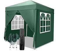 LEADZM 2x2m Tonnelle de Jardin Pliable Pop-up Barnum,Vert | Réglable en Hauteur, Imperméable,Protection UV 50+,avec 4 Côtés,Cadres en Acier,Convient pour la Fête, l'extérieur,Patio