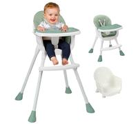 LEADZM 3 en 1 Chaise Haute Bébé, Tabouret bas Variable, Double Plateau Amovible, avec Ceinture de Sécurité à 5 Points, Charge Maximale 15 kg, Convient aux Bébés de 6 à 36 Mois (Vert)
