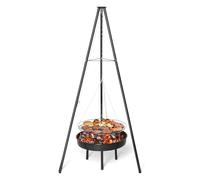 LEADZM Barbecue charbon de bois - Barbecue suspendu avec foyer(Diamètre 50cm) - Réglable en hauteur, Structure de type trépied(robuste et stable) - Pour camping et jardin