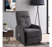 LEADZM Fauteuil Inclinable avec Massage Électrique, Chauffage | et Dossier Basculant à Commande Manuelle, Fauteuil TV pour Chambre à Coucher, Salon et Home Cinéma (Tissu, Gris Foncé)