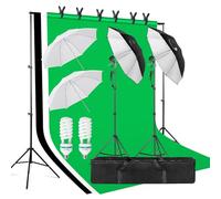 LEADZM Kit Studio Photo éclairage 2×3m Support Toile Fond | Ampoules LED, parapluie continu, pour portrait et photographie vidéo (LE001)