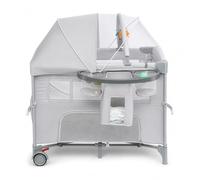 LEADZM Lit Bébé Cododo 5 en 1, Berceau Bébé Pliable avec Table à Langer, Panier de Rangement, Moustiquaire, Jouets Suspendus et Sac de Transport pour Nouveau-né et Jeune Enfant (Gris Clair)