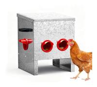LEADZM Mangeoire Poules Anti nuisible Automatique, Mangeoire volaille galvanisée 4 Ports Grande capacité, Design Anti gaspillage et étanche, 40×38×40 cm