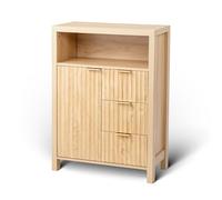 LEADZM Meuble de Salle de Bain, Meuble de Rangement, Armoire sur Pied, avec 3 Tiroirs 1 Porte, 1 Compartiment Ouvert, 59 x 29,5 x 81 cm, pour Salle de Bain, Salon, Salle à Manger (59x29,5x81cm)