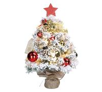 Leadzm Mini Sapin de Noël 40/60/90cm Petit éclairage Table artificiellement décorée pour décoration de Noël (Vert & Blanc, 40cm-1)