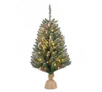 Leadzm Mini Sapin de Noël 90cm Petit éclairage Table artificiellement décorée pour décoration de Noël avec des Pommes de Pin, avec 100 LEDs(Vert, 90cm-3)
