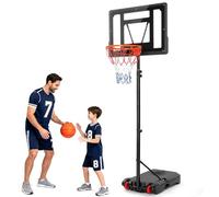 LEADZM Panier de Basketball Extérieur avec Support et roulettes, 2 Filets, pour Enfants et Adolescent, Support de Basketball pour Jardin et Cour, Hauteur Réglable de 155-210 cm (Noir)