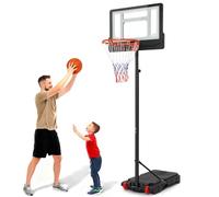 LEADZM Panier de Basketball Extérieur avec Support et roulettes, pour Enfants et Adolescent, Support de Basketball pour Jardin et Cour, Hauteur Réglable de 165-210 cm (Noir et Blanc)