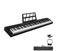 LEADZM Piano Numérique Semi-Marteau 88 Touches, Clavier Électronique avec Pédale de Sustain, MIDI, Stéréo, Pupitre de Partition, Écouteurs, Sac de Piano (Noir)