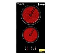 LEADZM Plaque de cuisson vitrocéramique, 2 feux, 3000 W, Minuteur, touches tactiles, anti-débordement, 9 niveaux de puissance